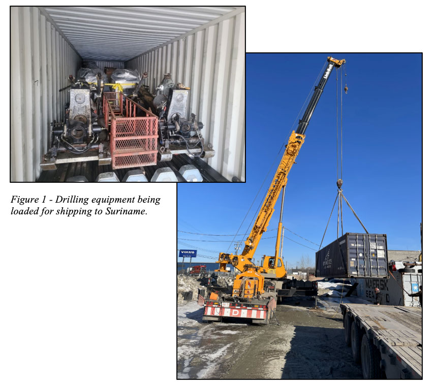 Figure 1 - Drilling equipment being loaded for shipping to Suriname.