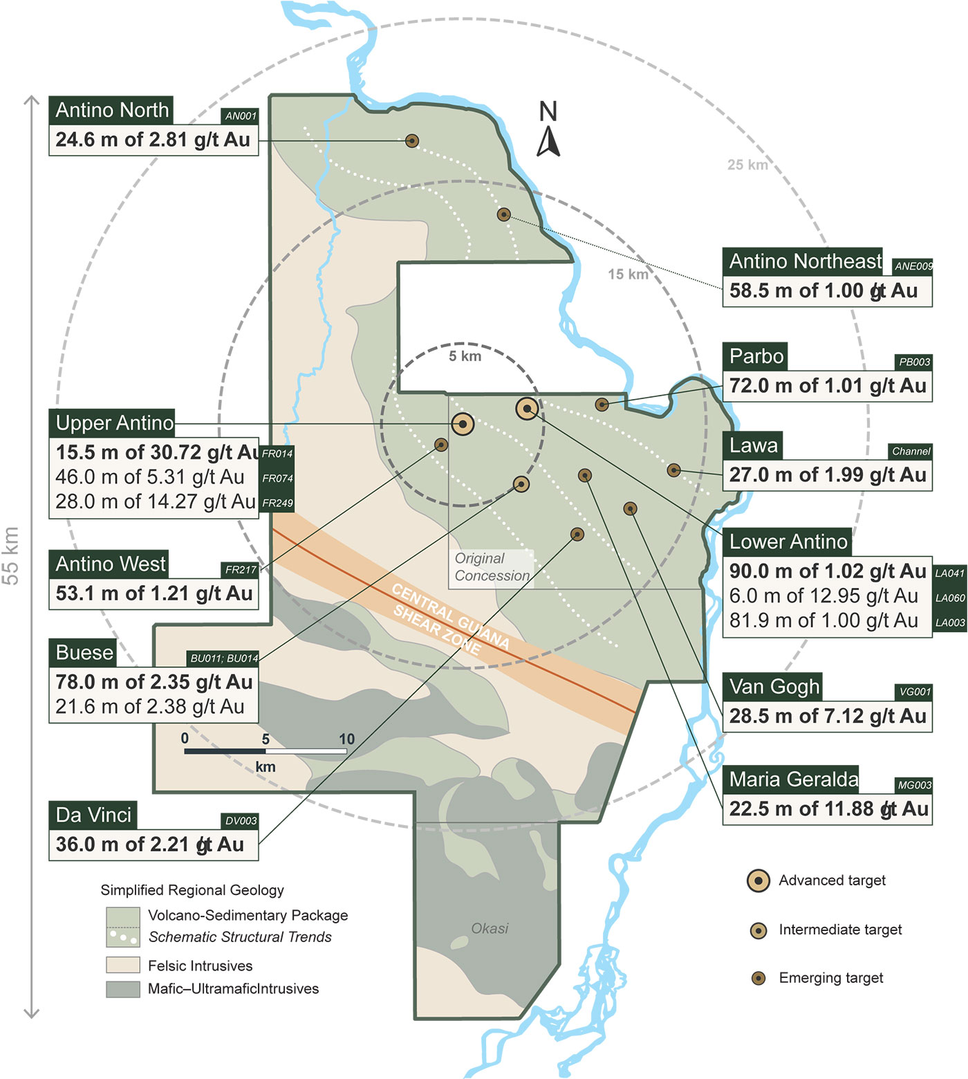Figure 1: Antino Gold Project Property Map